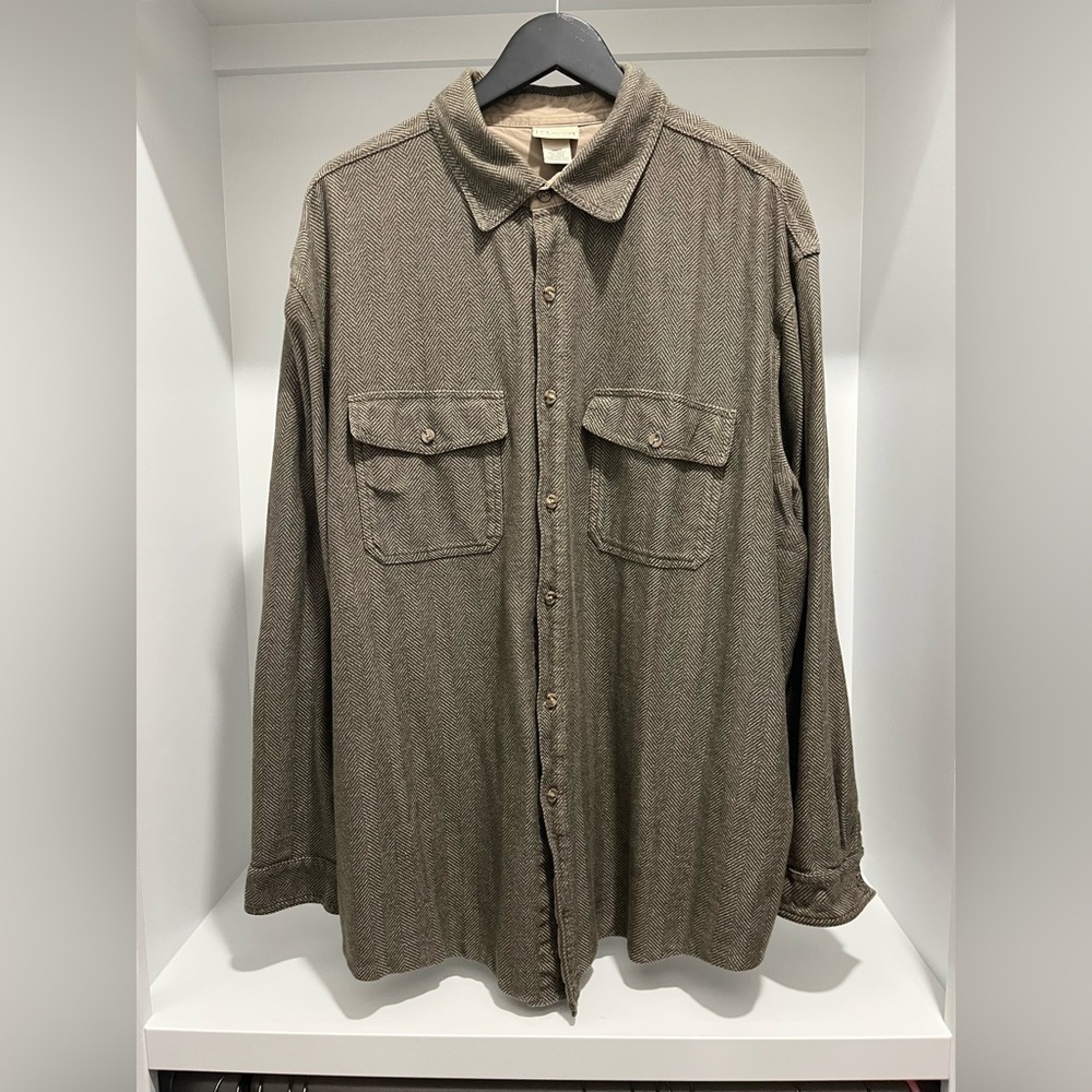 LL Bean Herringbone soft Cotton Work Shirt XL